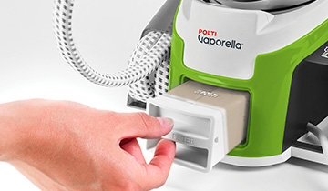 A imagem mostra como mudar o filtro do Polti Vaporella Instant